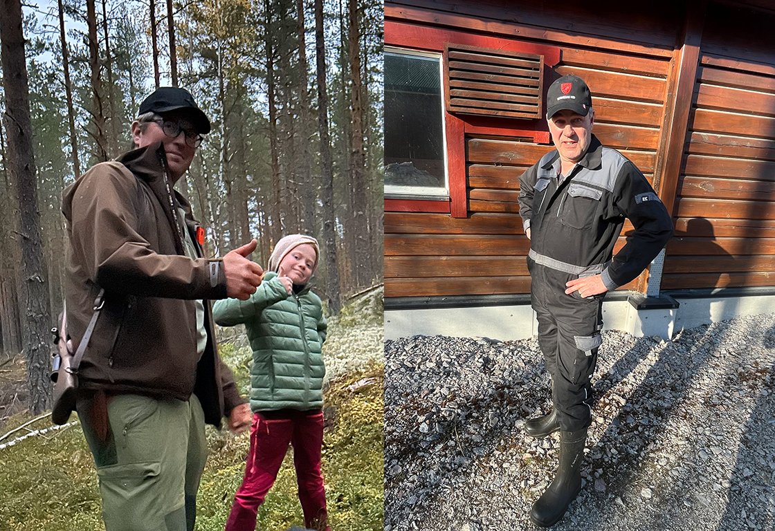 Nils K. Sand med et barn og Hans Petter Kongstorp.